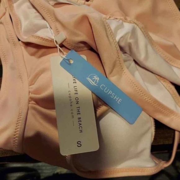 NWT Elegant Cupshe Pink Lace Up Bikini Set ~Sz S - Picture 4 of 4